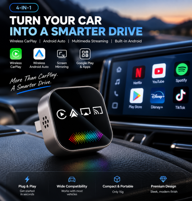 CarLync adapter installed neatly in a centre console